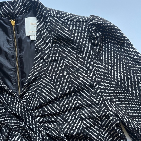 Kate Spade Silk Herringbone Tie Neck Long Sleeve Dress Small Black - Picture 12 of 14